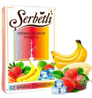 Табак Serbetli Ice Banana - Strawberry (Щербетли Айс Банан с клубникой) 50 г